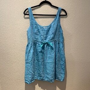 Pomander Place Blue Linen Dress Size Large